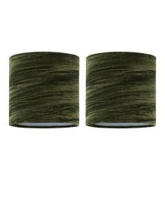 Set of 2 Green Crushed Velvet 15.5cm Table Lamp Shades