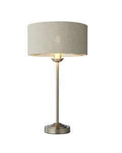 Endon Lighting - Highclere - 100646 - Brushed Chrome Natural Table Lamp With Shade
