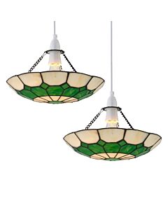 Set of 2 Totnes - Tiffany Green Uplight Easy Fit Pendant Shades