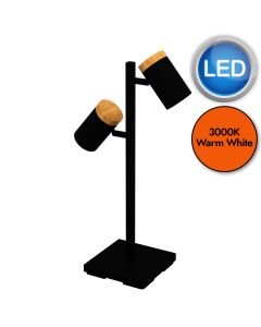 Eglo Lighting - Cartagena - 390069 - LED Black Wood 2 Light Task Table Lamp