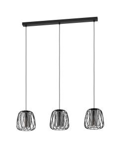 Eglo Lighting - Floresta - 99706 - Black Clear Glass 3 Light Bar Ceiling Pendant Light