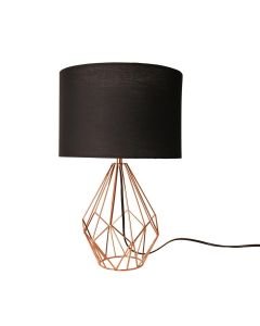Copper Geometric 40cm Table Lamp with Black Shade