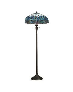 Interiors 1900 - Dragonfly - 64069 - Dark Bronze Tiffany Glass 2 Light Floor Lamp