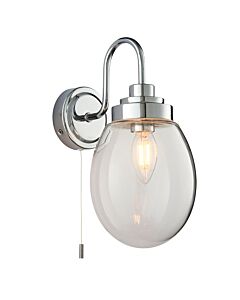 Endon Lighting - Hampton - 76304 - Chrome Clear Glass IP44 Pull Cord Bathroom Wall Light