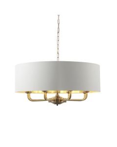 Endon Lighting - Highclere - 98938 - Antique Brass Vintage White 8 Light Ceiling Pendant Light