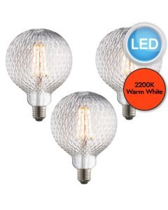 Endon Lighting - Set of 3 Facet - 80182 - LED E27 ES - Filament Light Bulbs - 125mm dia