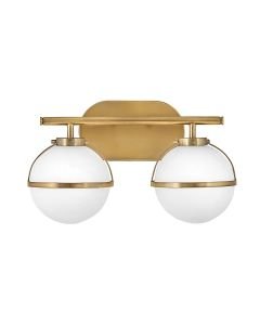 Hinkley Lighting - Hollis - HK-HOLLIS2-O-HB-BATH - Heritage Brass Opal Glass 2 Light IP44 Bathroom Wall Light