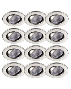 Set of 12 Satin Nickel Fire Rated 6W LED 4000K Tilt Recessed Downlight