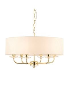 Endon Lighting - Nixon - 70561 - Brass Vintage White 6 Light Ceiling Pendant Light