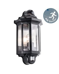 Saxby Lighting - Traditional - 1818pir - Black Clear IP44 Outdoor Sensor Wall Light