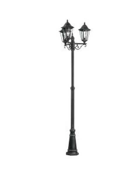 Eglo Lighting - Navedo - 93465 - Black Silver Clear Glass 3 Light IP44 Outdoor Lamp Post