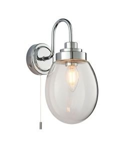 Endon Lighting - Hampton - 76304 - Chrome Clear Glass IP44 Pull Cord Bathroom Wall Light