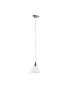 Eglo Lighting - Brenda - 87054 - Satin Nickel White Glass Ceiling Pendant Light