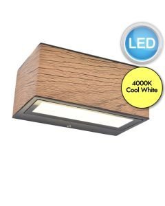 Lutec - Gemini - 5189135118 - LED Wood Effect Clear Glass IP54 Outdoor Wall Washer Light