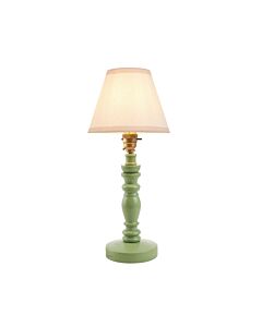 Endon Lighting - Bibury & Ivy 16cm - 115883 - Green Aged Brass Vintage White Table Lamp With Shade