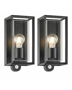 Set of 2 Brandon - Black Motion Sensor Outdoor Wall Lights