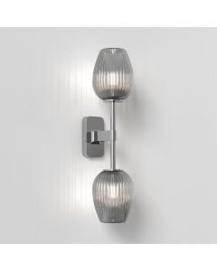 Astro Lighting - Tacoma Twin 1429002 & 5036008 - IP44 Polished Chrome Wall Light with Smoked Ribbed Tulip Glass Shades