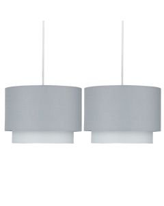 Pair of Grey Ombre 2 Tier Ceiling Light Shades