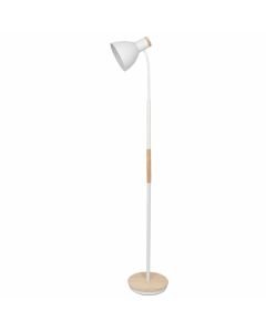 Clark - White with Wood Detail Flexi Arm Reading Floor Lamp