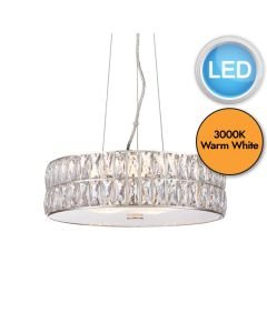Endon Lighting - Verina - 76513 - LED Clear Crystal Glass Chrome Prismatic 5 Light Ceiling Pendant Light