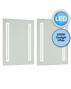 Pair of Battery Operated Rectangular LED Illuminated Bathroom Mirrors (no wiring required)