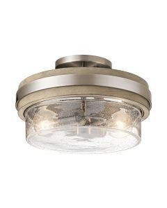 Kichler Lighting - Grand Bank - KL-GRAND-BANK-SF - Distressed Grey Clear Seeded Glass 2 Light Flush Ceiling Light