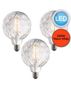 Endon Lighting - Set of 3 Groove - 80184 - LED E27 ES - Filament Light Bulbs - 125mm dia