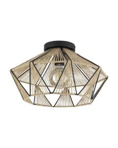 Eglo Lighting - Adwickle - 43775 - Black Natural Hemp Flush Ceiling Light
