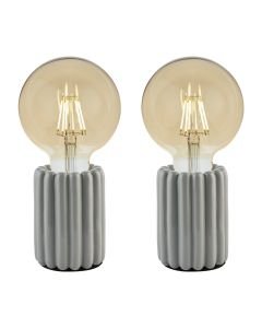 Set of 2 Ribb - Grey Ribbed Ceramic Lamps