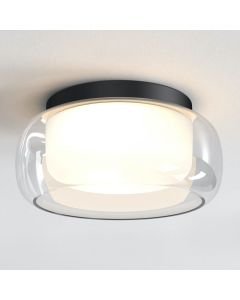 Astro Lighting - Aquina 360 - 1450011 - Matt Black & Clear & White Glass Bathroom Ceiling Flush Light
