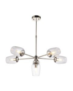 Connor - Nickel Clear Glass 6 Light Ceiling Pendant Light