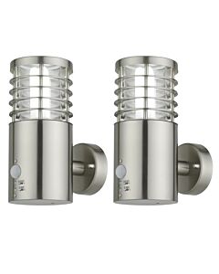 Set of 2 Bloom - Brushed Stainless Steel Outdoor Motion Sensor Lights