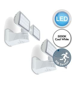 Set of 2 Peri - LED White Clear 2 Light IP54 Outdoor Sensor Floodlights