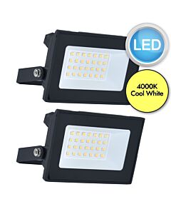Set of 2 Halo - Black Clear Glass IP65 30385 Outdoor Floodlights