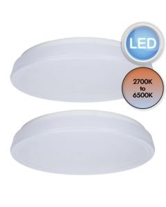 Set of 2 Virtuo - 16W LED White Opal Flush Ceiling Lights