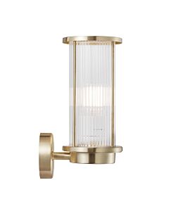 Nordlux - Linton - 2218281035 - Brass Clear Ribbed Glass IP54 Outdoor Wall Light
