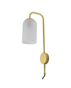 Victoria - Satin Brass Plug in Wall Light with Frosted Glass Shade
