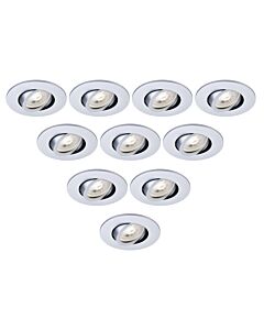Saxby Lighting - Set of 10 Saxby ShieldONE 75 - 113314 & 113320 - Silver Tilt Recessed Fire Rated Ceiling Downlights