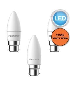 3 x 5.5W LED B22 Candle Dimmable Light Bulbs - Warm White