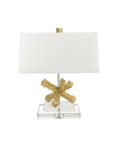 Gilded Nola Lighting - Jackson Square - GN-JACKSON-SQUARE-TL - Clear Crystal Glass Distressed Gold Cream Table Lamp With Shade