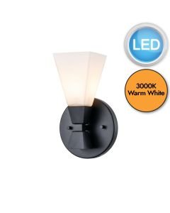 Elstead Lighting - Bowtie - BOWTIE-1-MB - LED Black Opal Glass IP44 Bathroom Wall Light