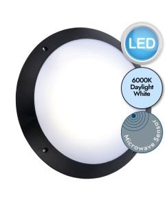 Saxby Lighting - Seran - 78607 - LED Black Opal IP65 Plain Microwave Outdoor Sensor Bulkhead Light