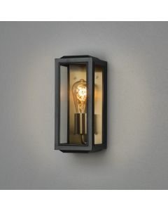Konstsmide - Carpi - 7348-758 - Black Brass Clear Glass IP44 Outdoor Half Lantern Wall Light