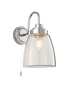 Endon Lighting - Ashbury - 77088 - Chrome Clear Glass IP44 Pull Cord Bathroom Wall Light