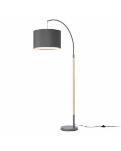 Kyrie - Grey with Wood Overreach Floor Lamp