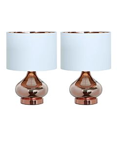 Set of 2 Clarissa - 40cm Gold Glass Table Lamps with White Shades