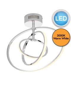 Endon Lighting - Avali - 81036 - LED Chrome White Flush Ceiling Light