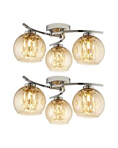 Set of 2 Silas - Semi Flush Fittings with Champagne Lustre Glass