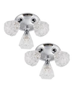 Pair of Polished Chrome Flush Fitting with Crystal Effect Glass Shades