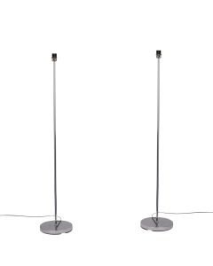 Set of 2 Chrome Stick Floor Lamps Base Only